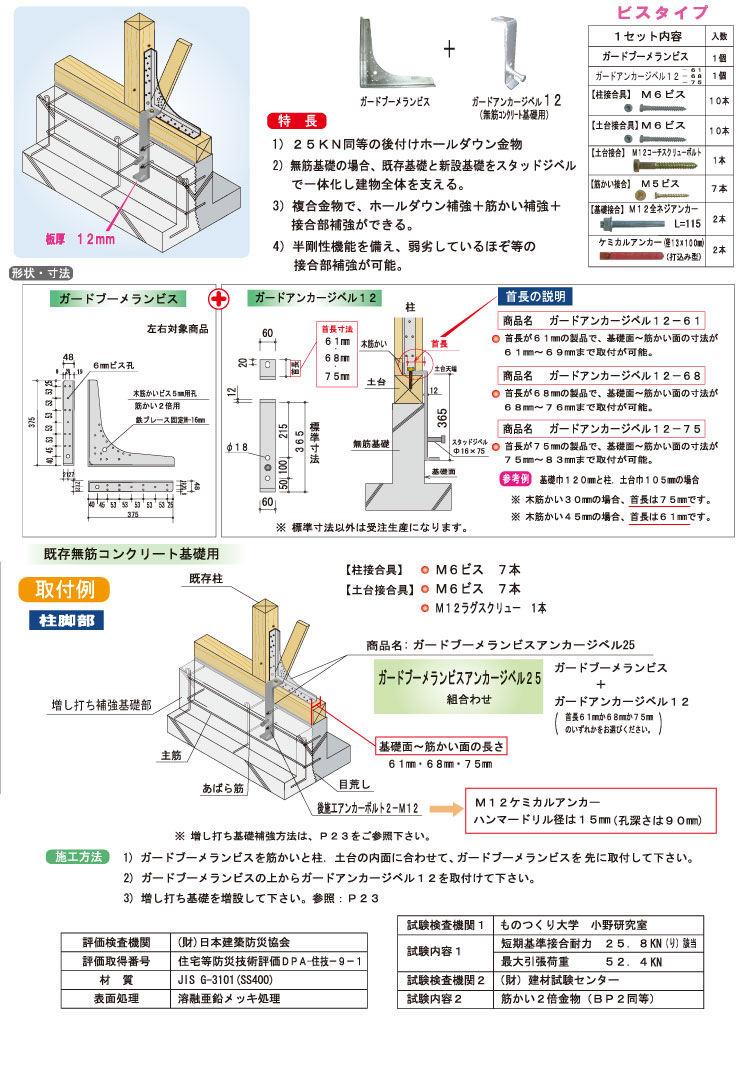 クーポンで半額☆2280円！ ウエハラ GB-A-25-83 ガードブーメランアンカー25 83mm ※メーカー直送品 