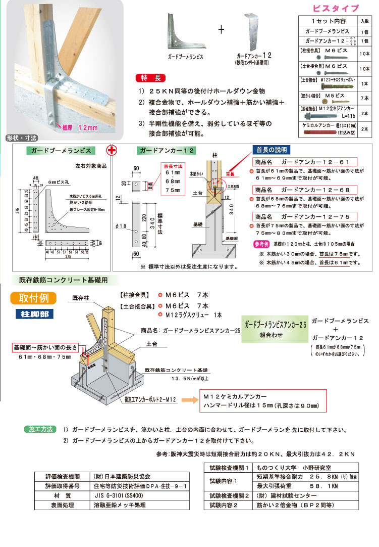 2022年のクリスマスの特別な衣装 工具屋 まいど 直送品 ウエハラ ガードブーメランアンカージベル25 25 KN用 GB-AJ-25 4セット 